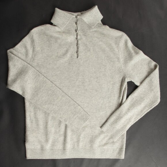 CLUB MONACO Gennado Cashmere Pullover Sweater with Silver Buttons Medium - Picture 6 of 9